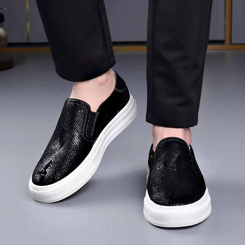 Romon Casual Shoes Men Low Top Black-1