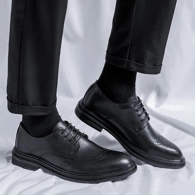 Romon Dress Shoes Men Low Top Black-4