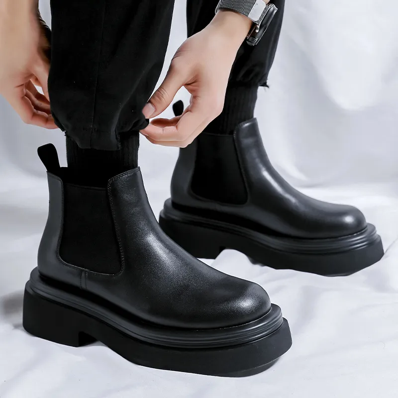Romon Chelsea Boots Men's Black-2