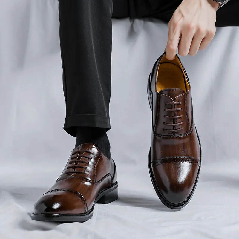 Romon Dress Shoes Men Low Top Black/Brown-8
