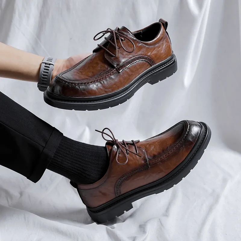 Romon Dress Shoes Men Low Top Black, Brown-11