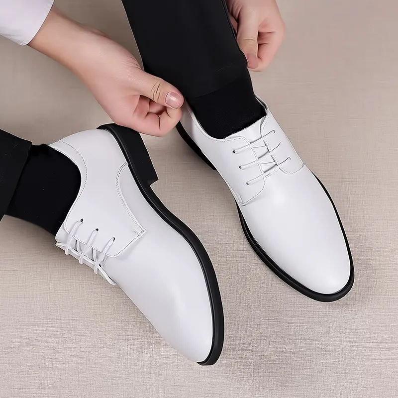 Romon Dress Shoes Men Low Top White/Brown-8