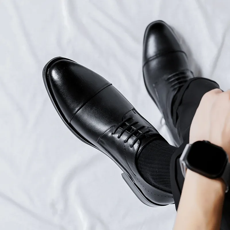 Romon Dress Shoes Men Low Top Black-5