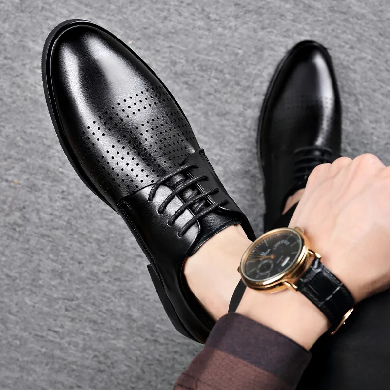 Romon Dress Shoes Men Low Top Black-5