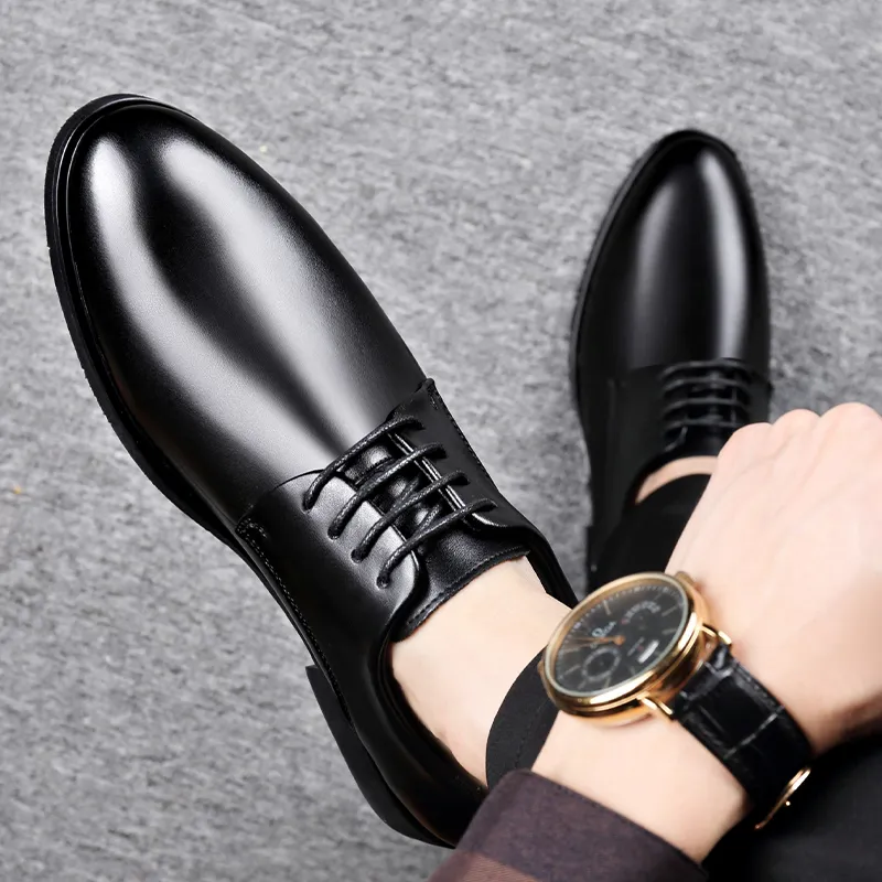 Romon Dress Shoes Men Low Top Black-1