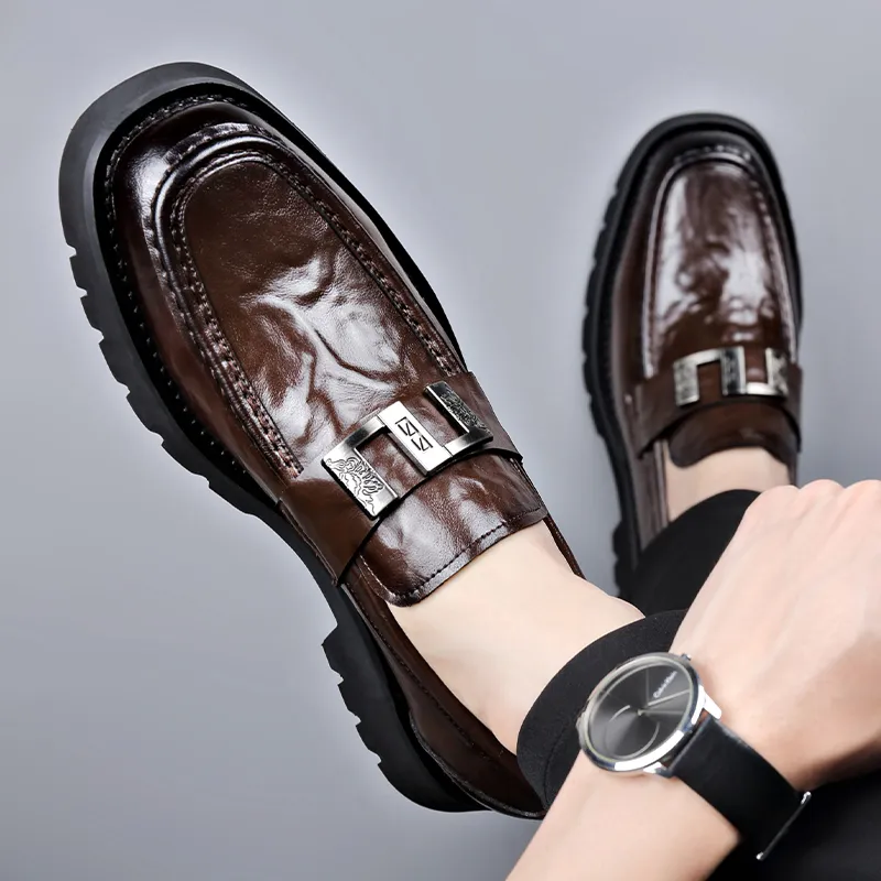 Romon Men's Casual Shoes Men Low Top Black/Brown-7