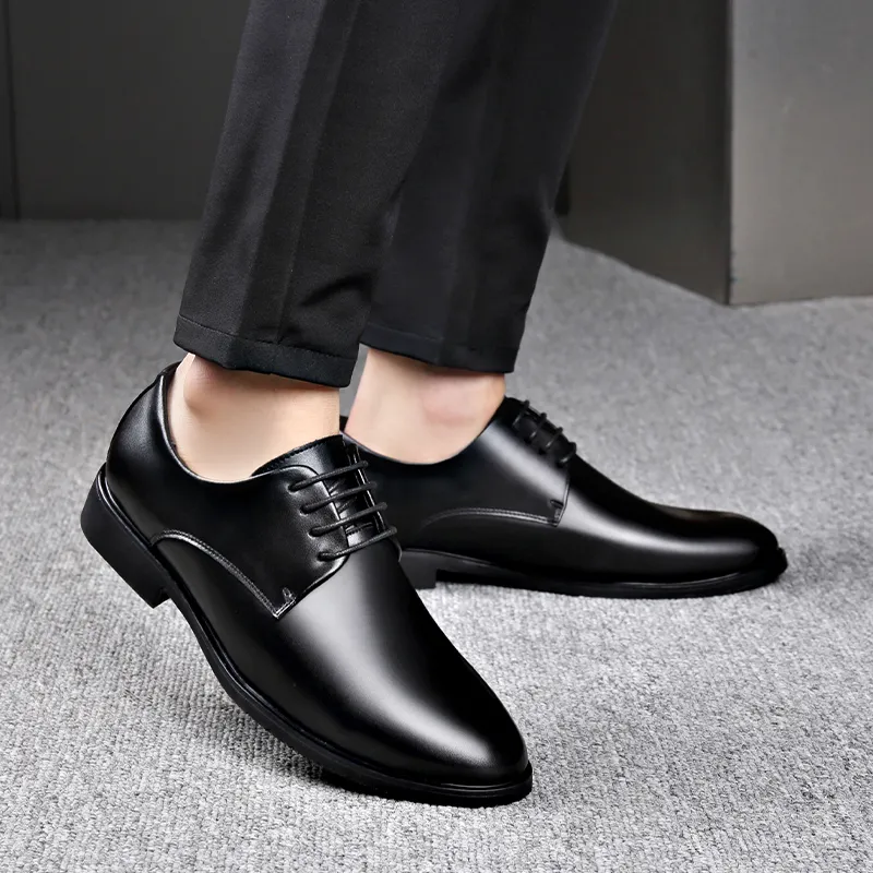 Romon Dress Shoes Men Low Top Black-18