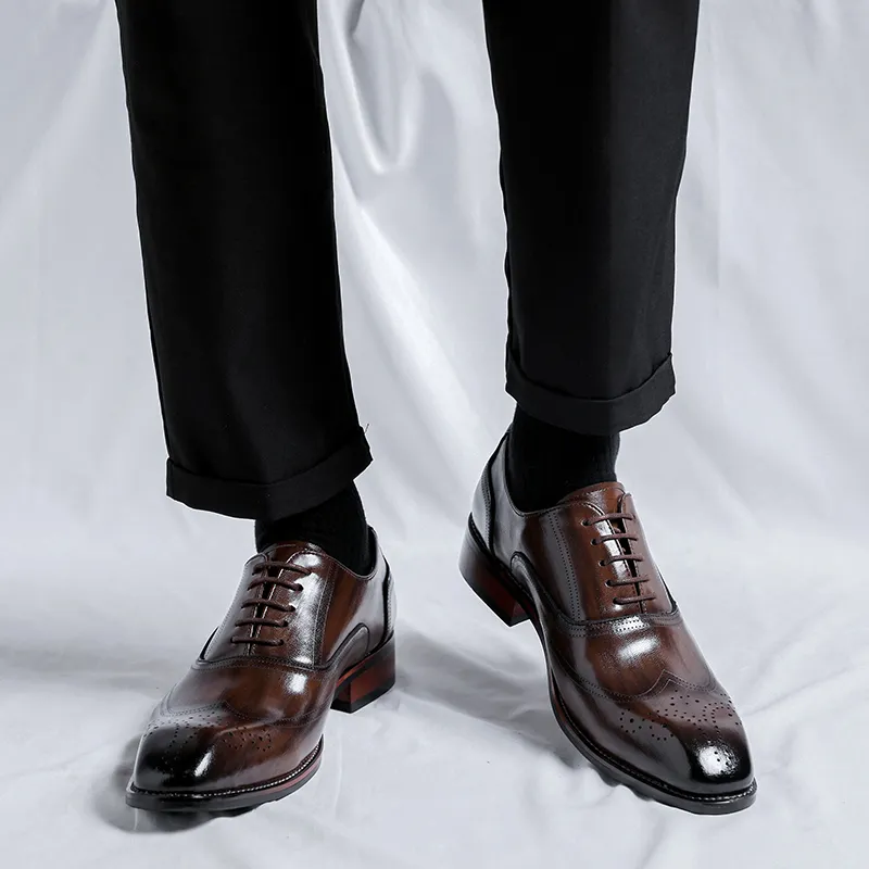 Romon Dress Shoes Men Low Top Black/Brown-16