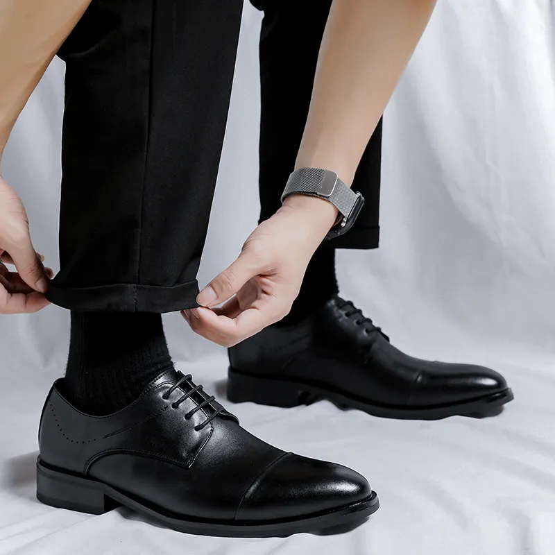 Romon Dress Shoes Men Low Top Black-7