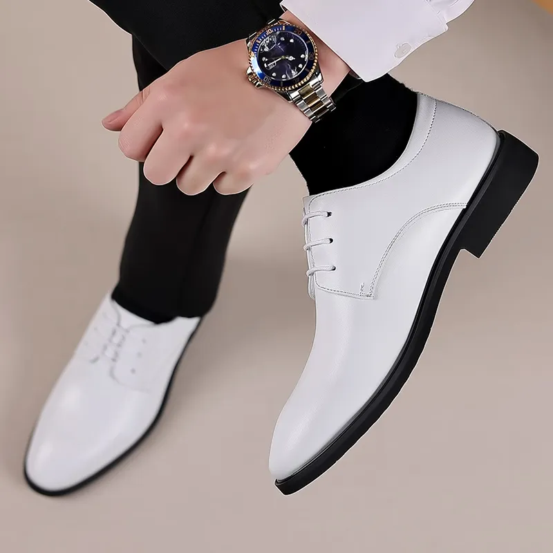 Romon Dress Shoes Men Low Top White/Brown-7