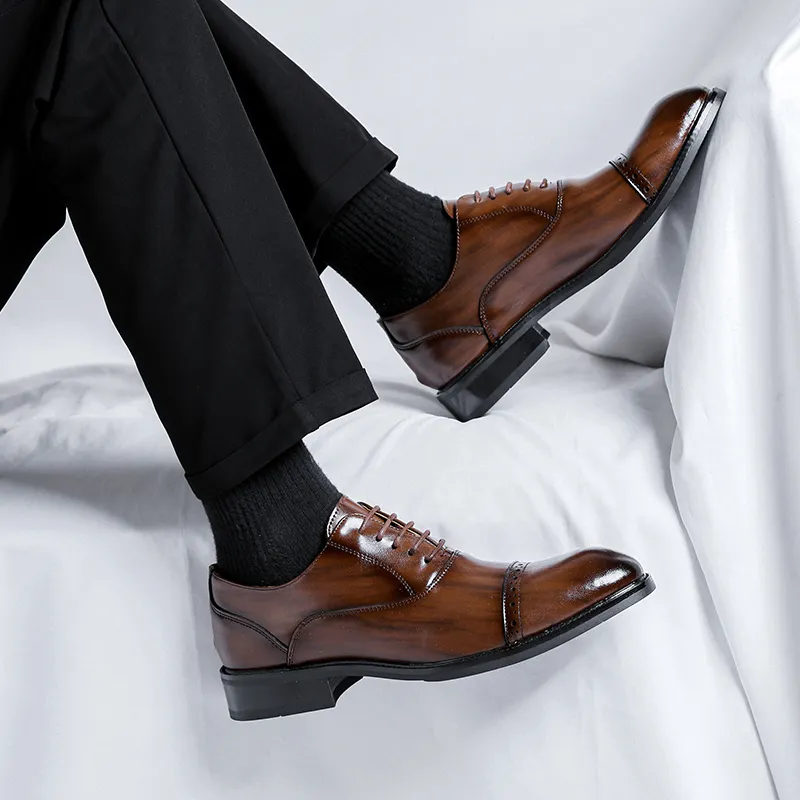Romon Dress Shoes Men Low Top Black/Brown-6