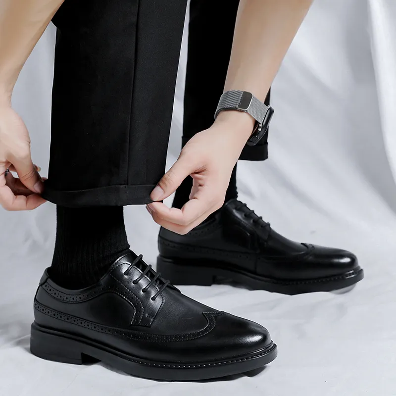 Romon Dress Shoes Men Low Top Black-7