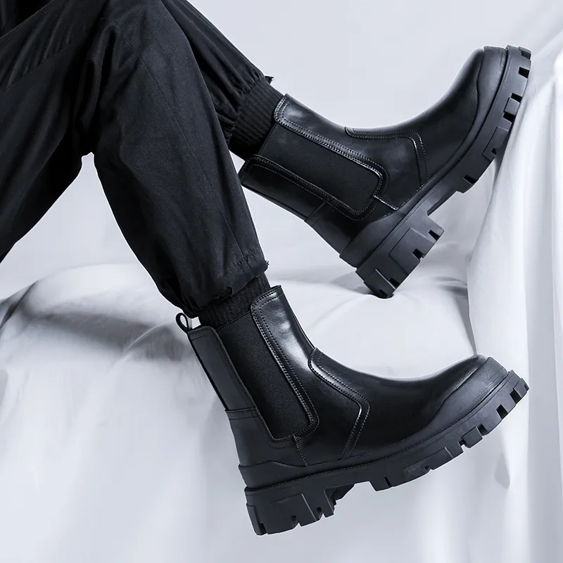 Romon Chelsea Boots Men's Black-3