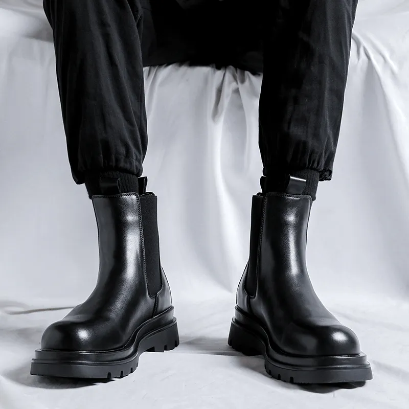 Romon Chelsea Boots Men's Black-2
