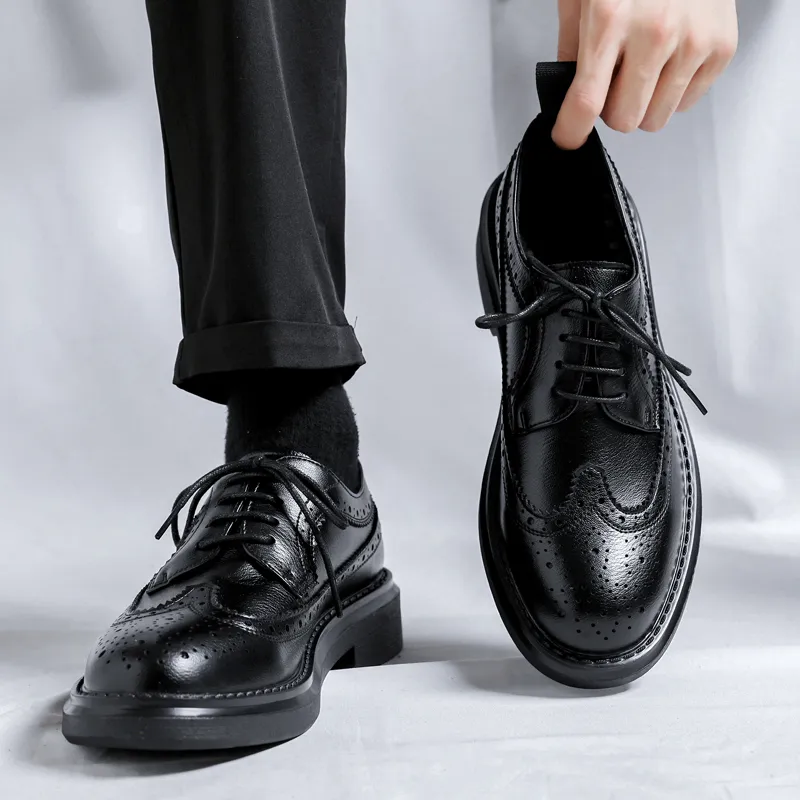 Romon Dress Shoes Men Low Top Black-6