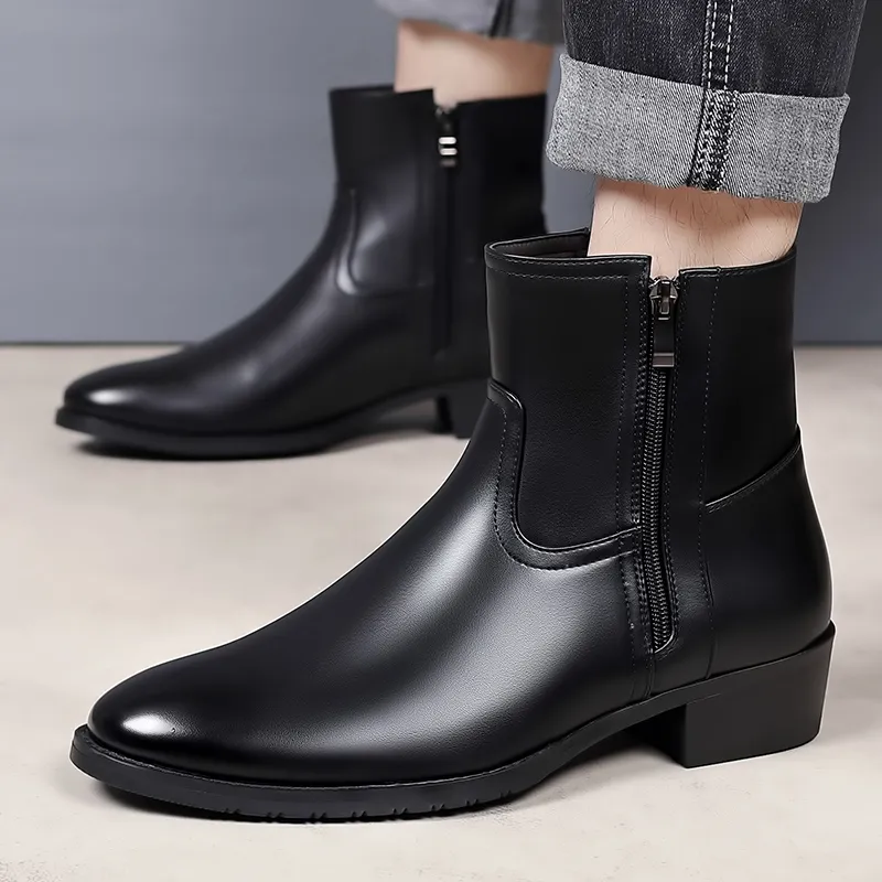 Romon Short Chelsea Boots Men's Black-1