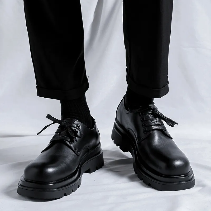 Romon Men's Casual Shoes Men Mid Top Black-7