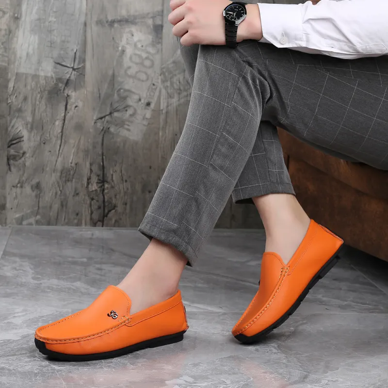 Romon Men's Casual Shoes Men Low Top Black/White/Orange-13