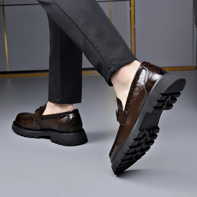 Romon Men's Casual Shoes Men Low Top Black/Brown-11