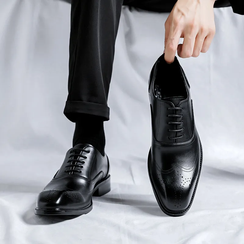 Romon Dress Shoes Men Low Top Black/Brown-9
