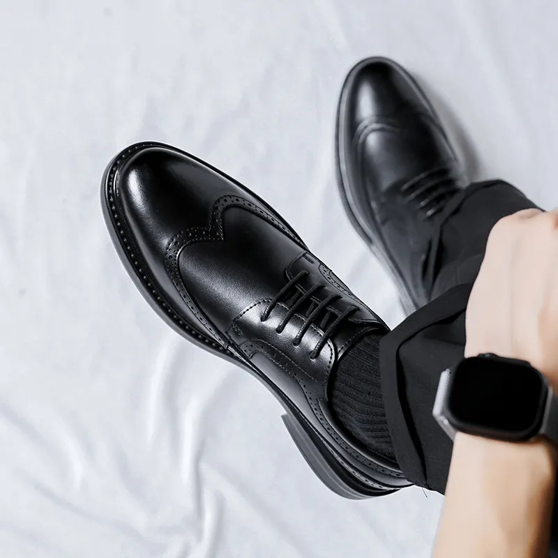 Romon Dress Shoes Men Low Top Black-5