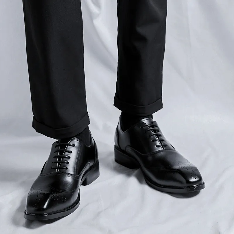 Romon Dress Shoes Men Low Top Black/Brown-6