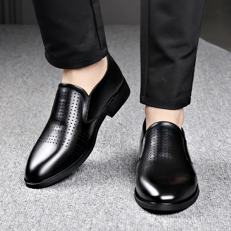 Romon Dress Shoes Men Low Top Black-28