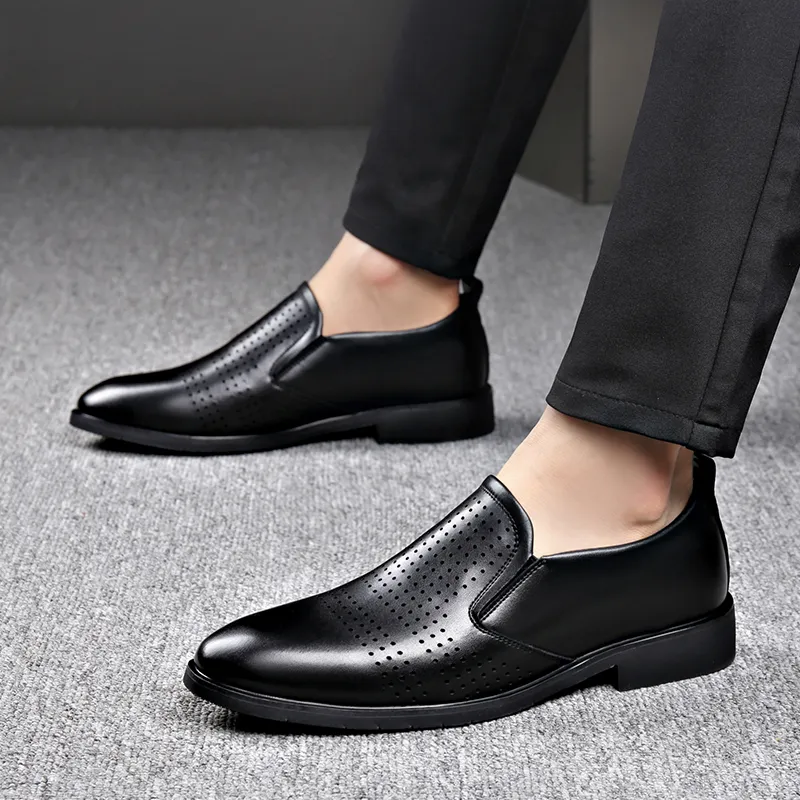 Romon Dress Shoes Men Low Top Black-27