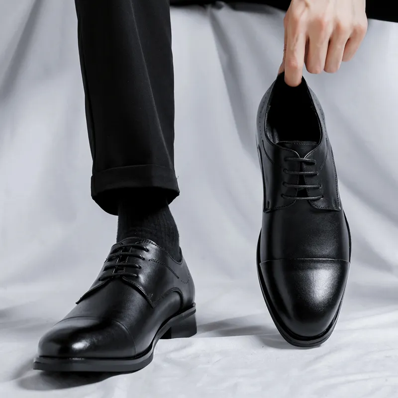 Romon Dress Shoes Men Low Top Black-6