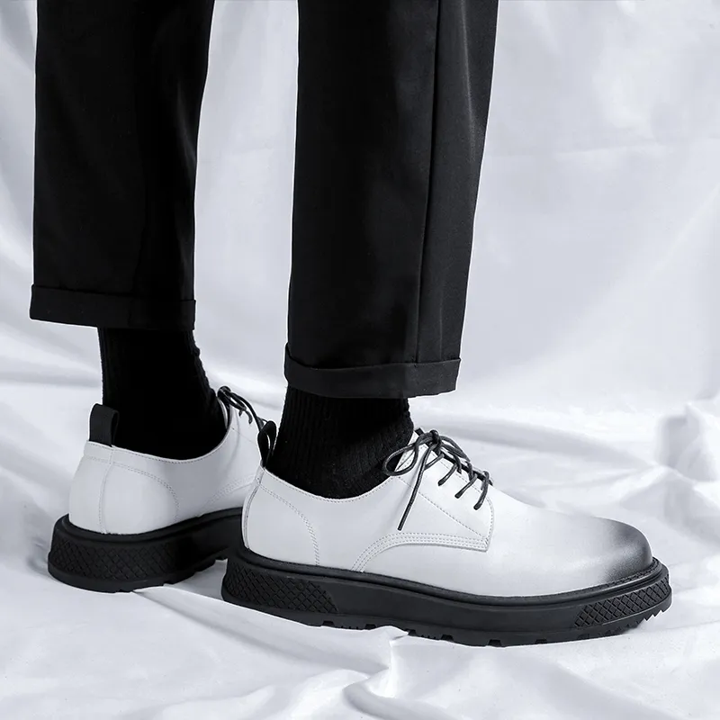 Romon Men's Casual Shoes Men Mid Top Black, White, Brown-8