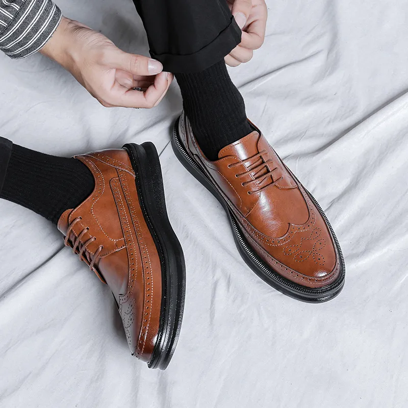 Romon Dress Shoes Men Low Top Black, Brown, Gray, White-20