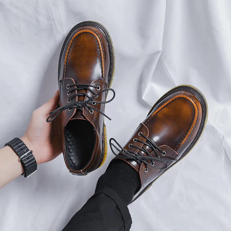 Romon Men's Casual Shoes Men Low Top Black/Brown-8