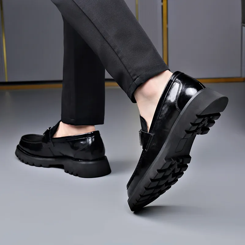 Romon Men's Casual Shoes Men Low Top Black/Brown-5