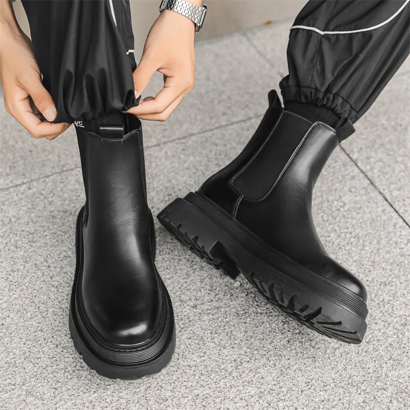 Romon Chelsea Boots Men's Black-4