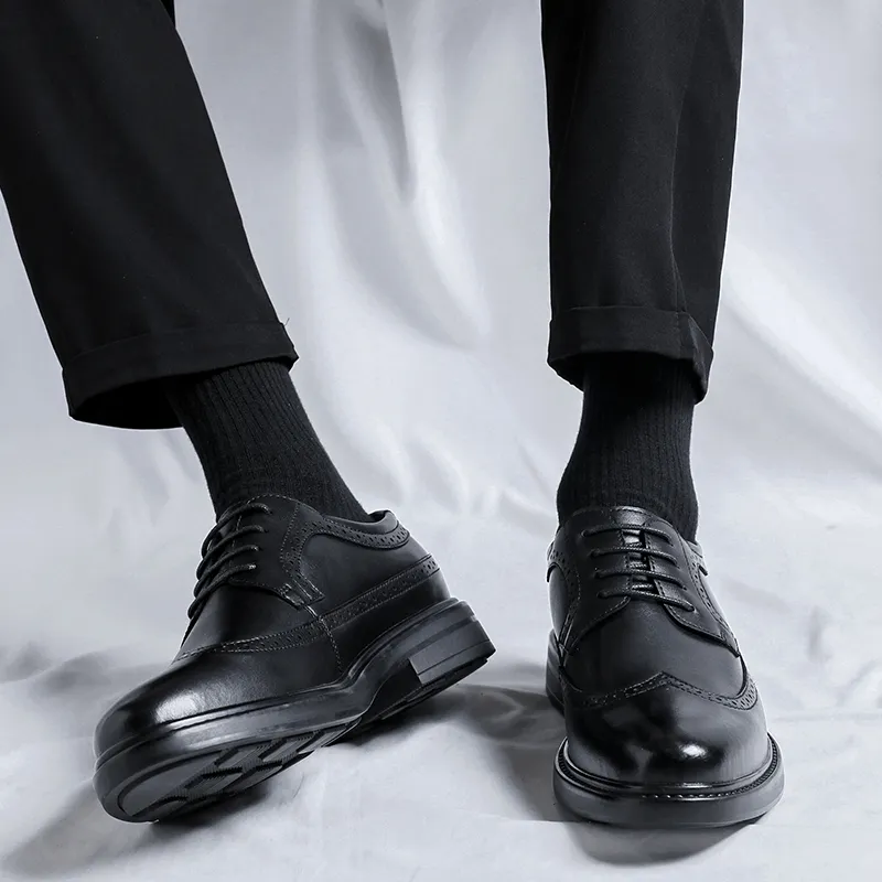 Romon Dress Shoes Men Low Top Black-6