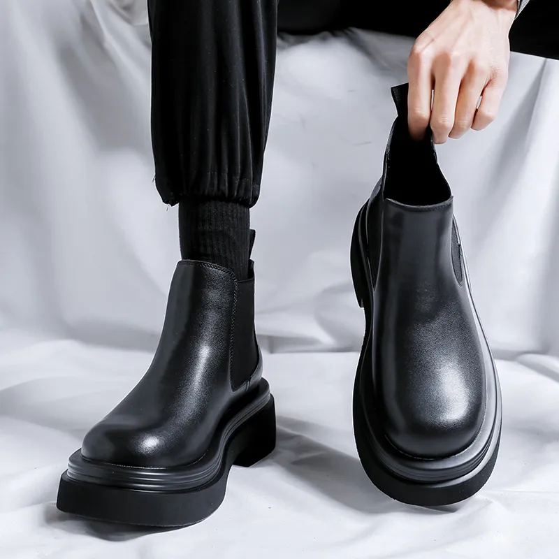 Romon Chelsea Boots Men's Black-1