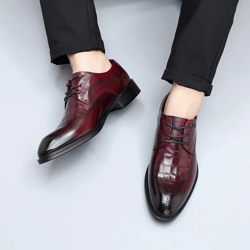 Romon Dress Shoes Men Low Top Black/Brown-4