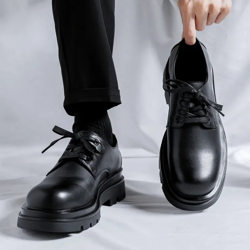 Romon Men's Casual Shoes Men Mid Top Black-6