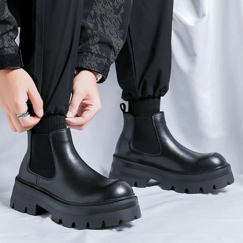 Romon Chelsea Boots Men's Black-2