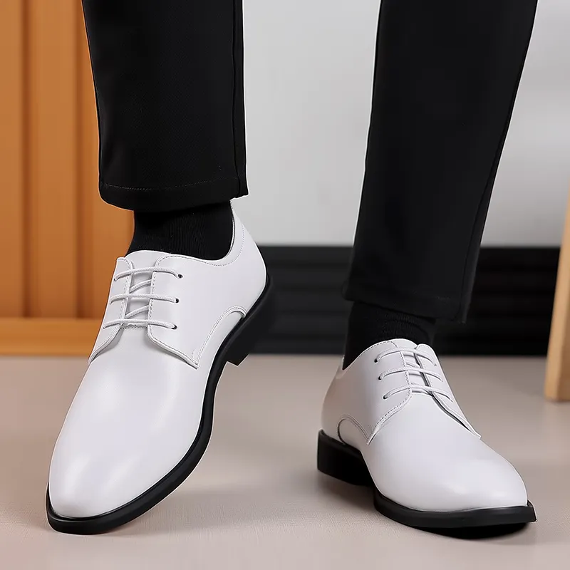 Romon Dress Shoes Men Low Top White/Brown-6