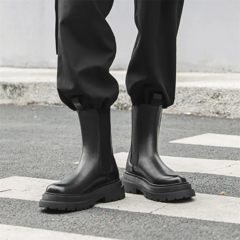 Romon Crew Chelsea Boots Men's Black-2