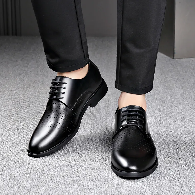 Romon Dress Shoes Men Low Top Black-7