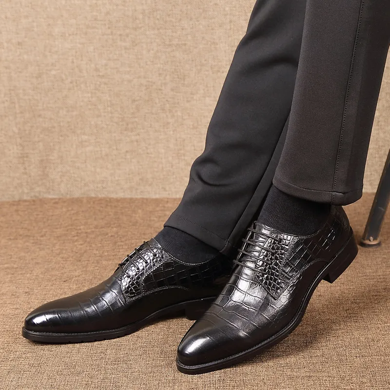 Romon Dress Shoes Men Low Top Black, Burgundy-3