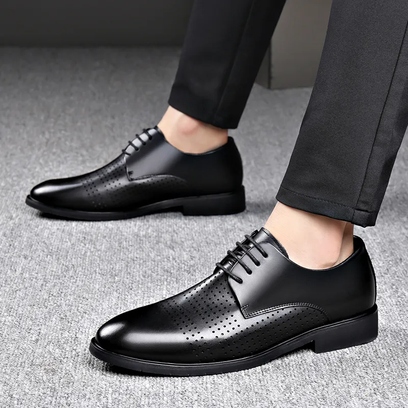 Romon Dress Shoes Men Low Top Black-9