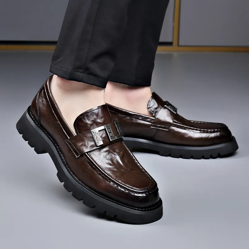 Romon Men's Casual Shoes Men Low Top Black/Brown-10