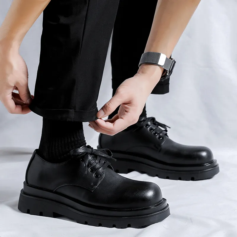 Romon Men's Casual Shoes Men Mid Top Black-8