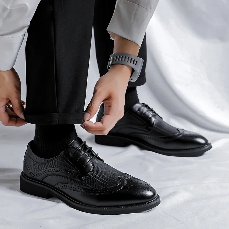 Romon Dress Shoes Men Low Top Black-3