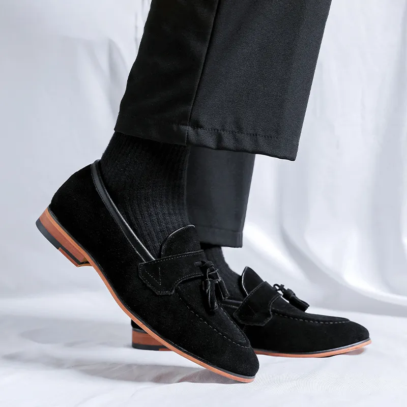 Romon Men's Casual Shoes Men Low Top Black/Brown-4