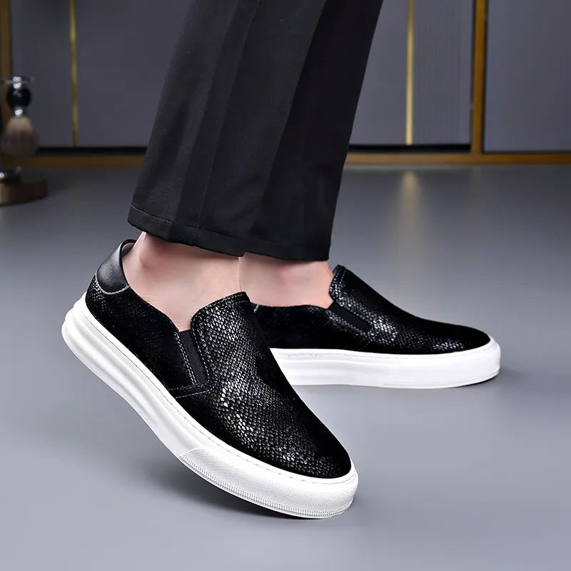 Romon Casual Shoes Men Low Top Black-3