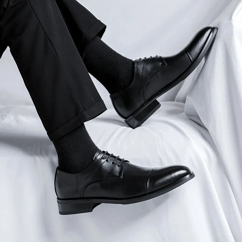 Romon Dress Shoes Men Low Top Black-9